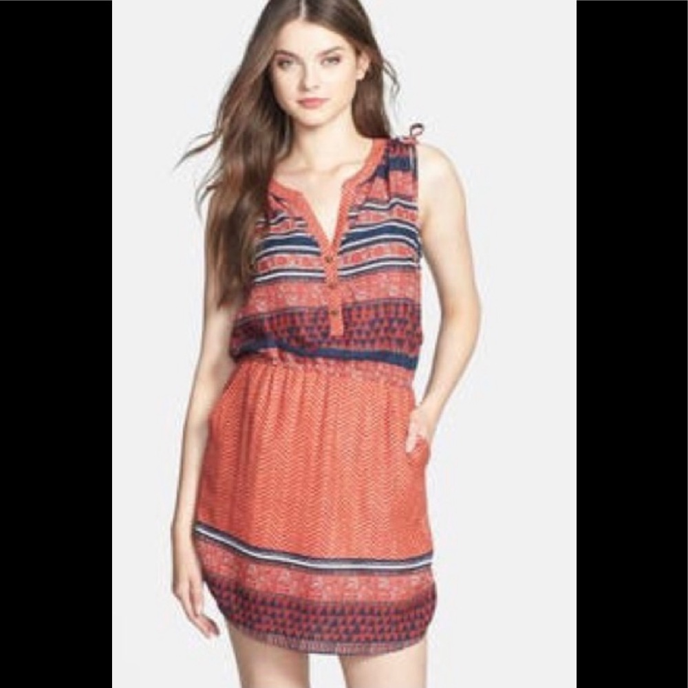 Lucky Brand Mandarin Tie Dress Large